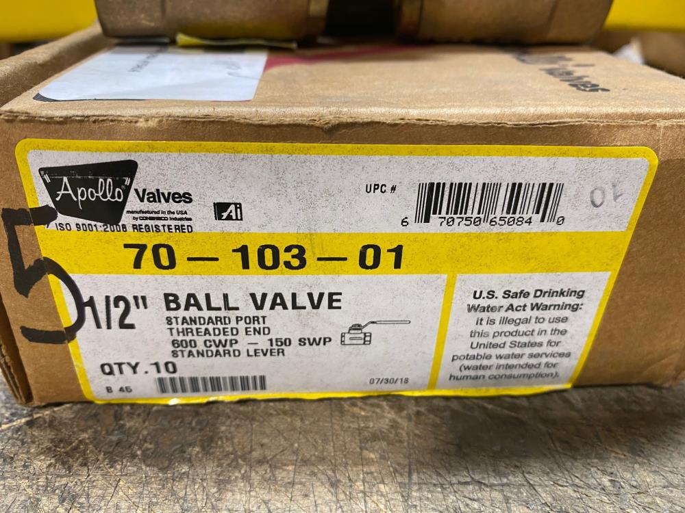 Lot (10) Apollo 1/2" NPT Bronze Ball Valves Full & STD Port 77-103-01, 70-103-01